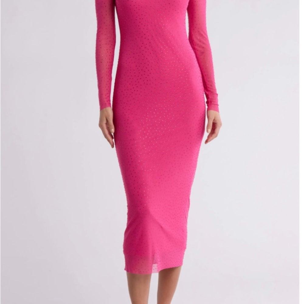 Elegant Pink Long Sleeve Dress